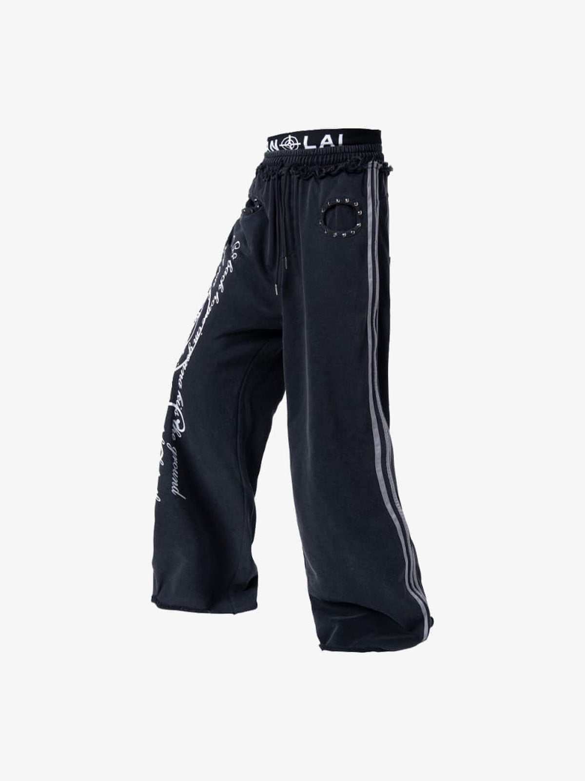 Pantalones deportivos con tachuelas – Negro, vista lateral | XoKool