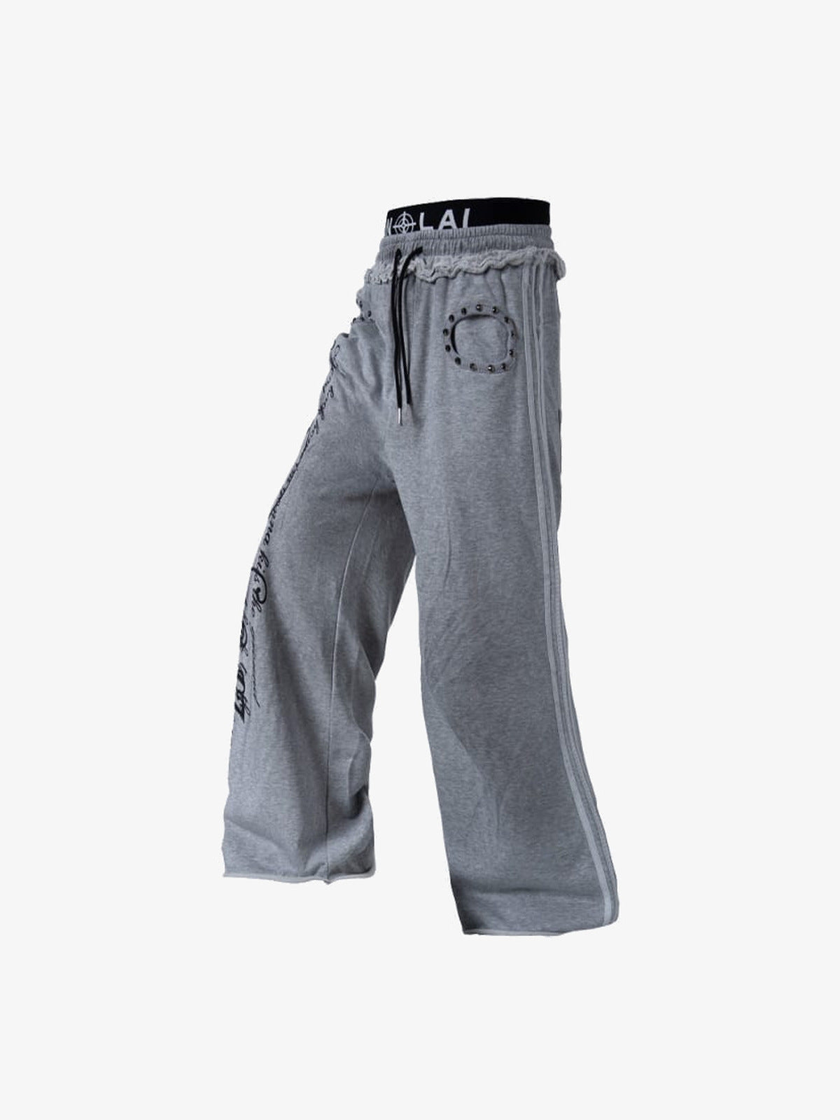 Pantalones deportivos con tachuelas – Gris, vista lateral | XoKool