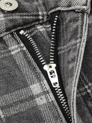 Karierte Jeans – Nahaufnahme Reißverschluss | XoKool