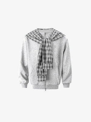Jogginganzug-Set mit Karo-Kapuze – Hoodie von vorne mit Karo-Schal | XoKool