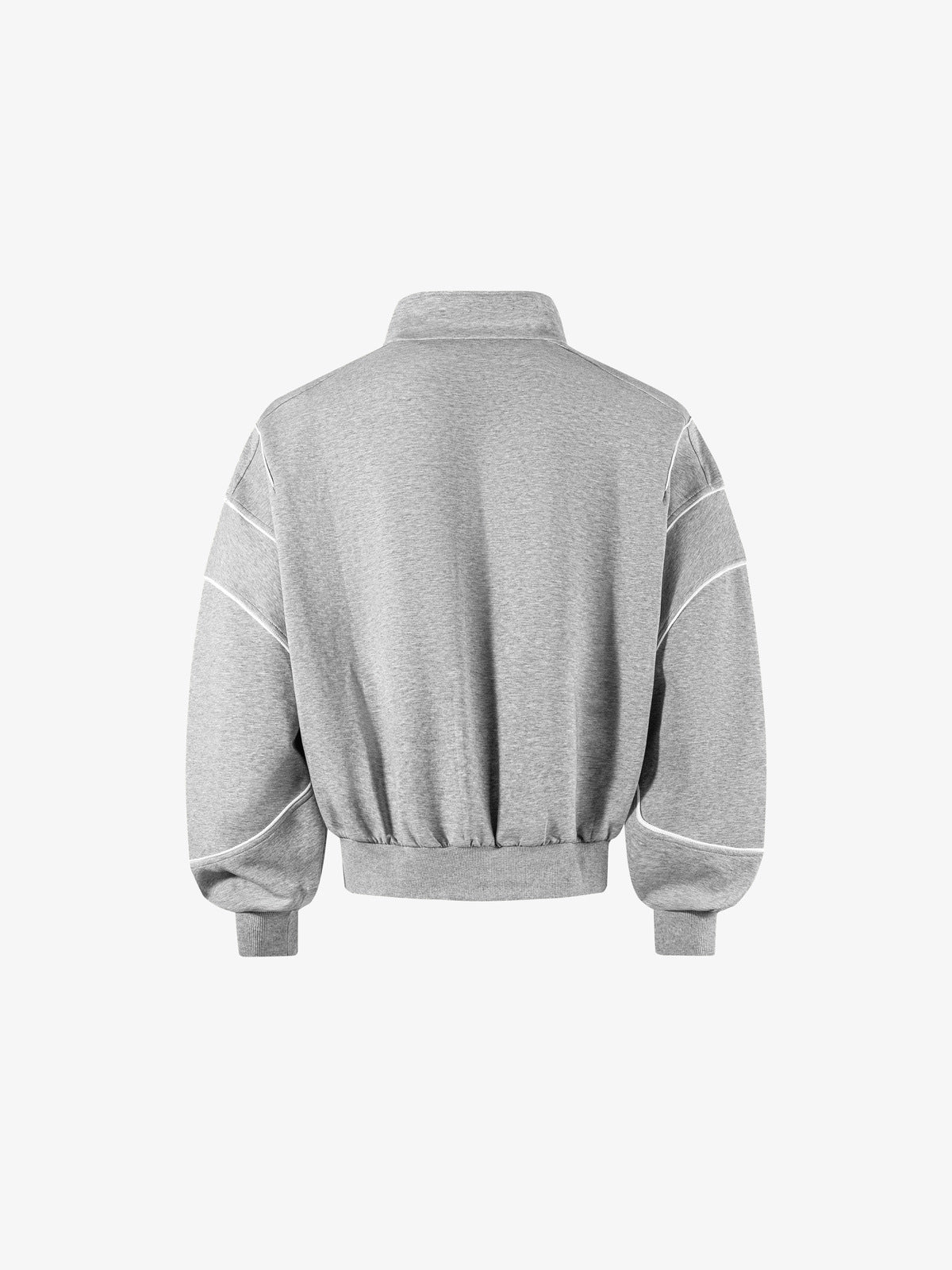 Graues Zip Sweatshirt mit weißen Paspeln – Rückansicht | XoKool