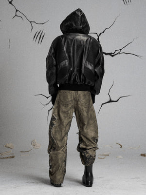 Grunge Stacked Pants mit Mesh-Einsätzen – am Model, Rückansicht | XoKool