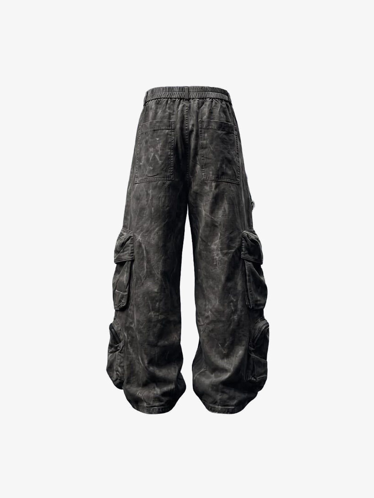 Grunge Washed Cargohose mit elastischem Bund – Anthrazit, Rückansicht | XoKool