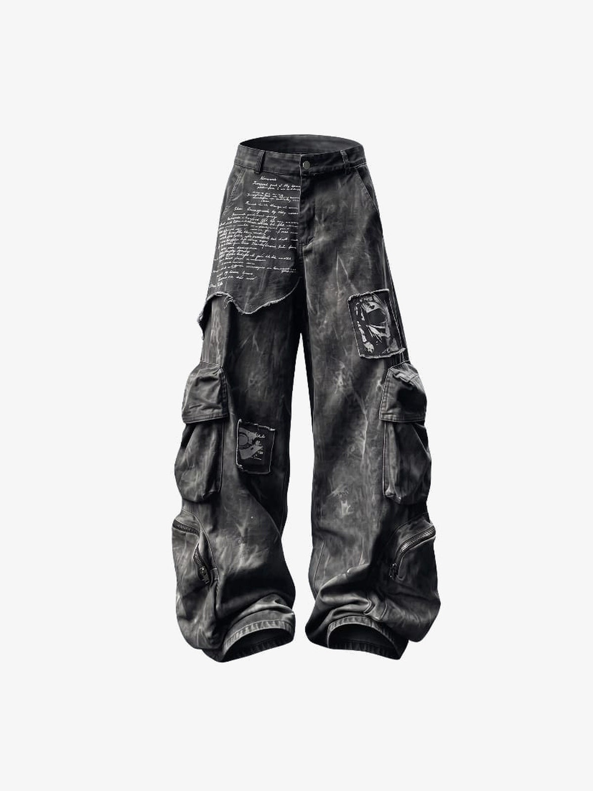 Grunge Washed Cargohose mit elastischem Bund – Anthrazit, Vorderansicht | XoKool