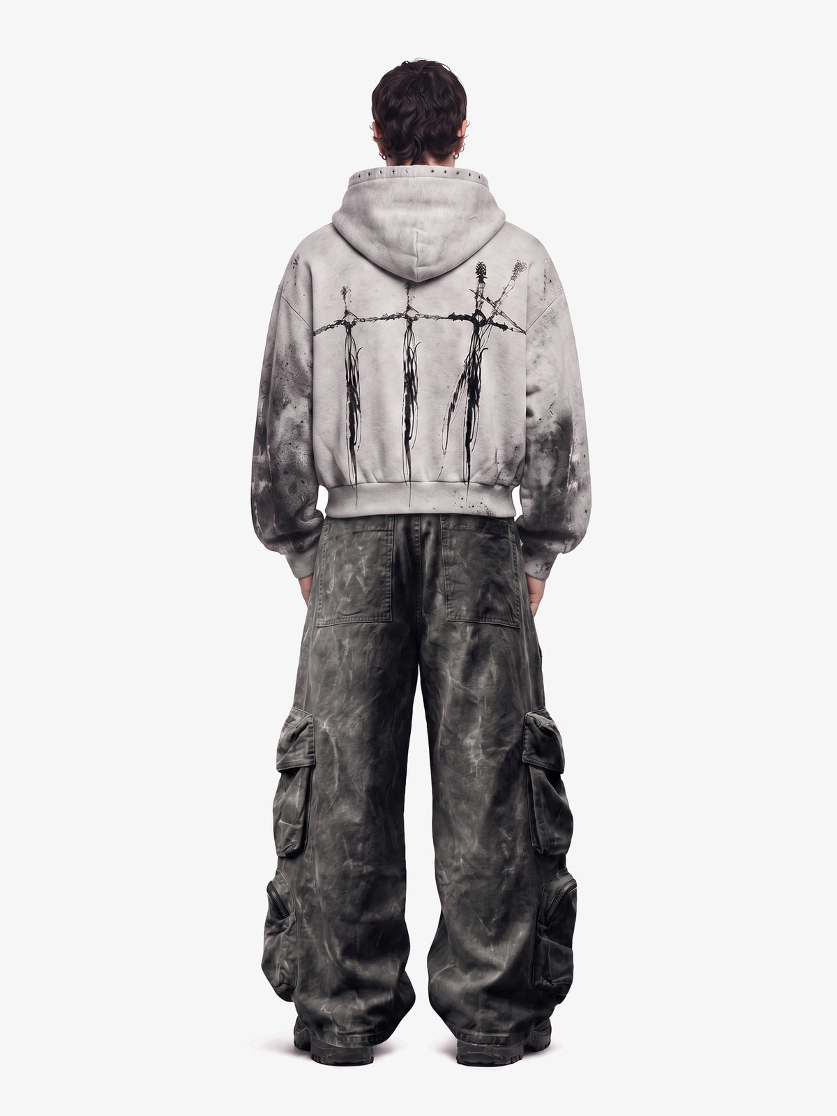 Grunge Cargohose – Anthrazit, am Model, Rückansicht | XoKool