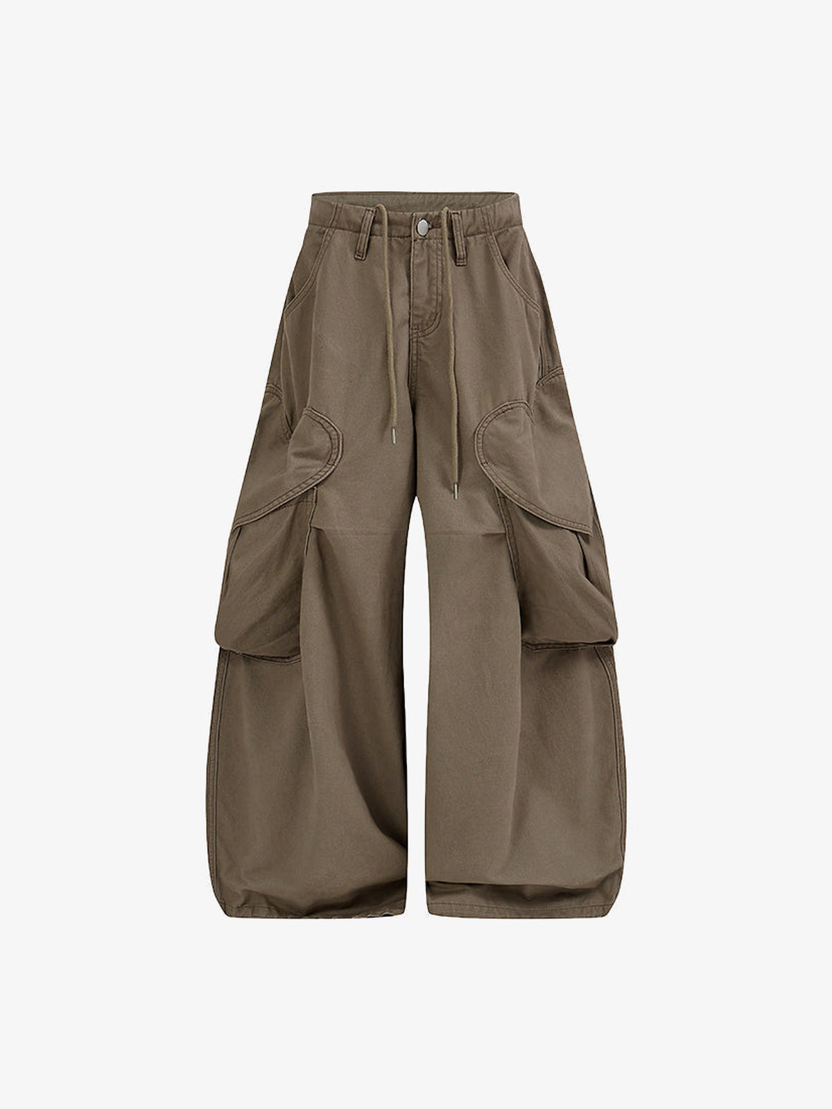Heart Pocket Barrel Cargo Pants – Mocha, front view | XoKool