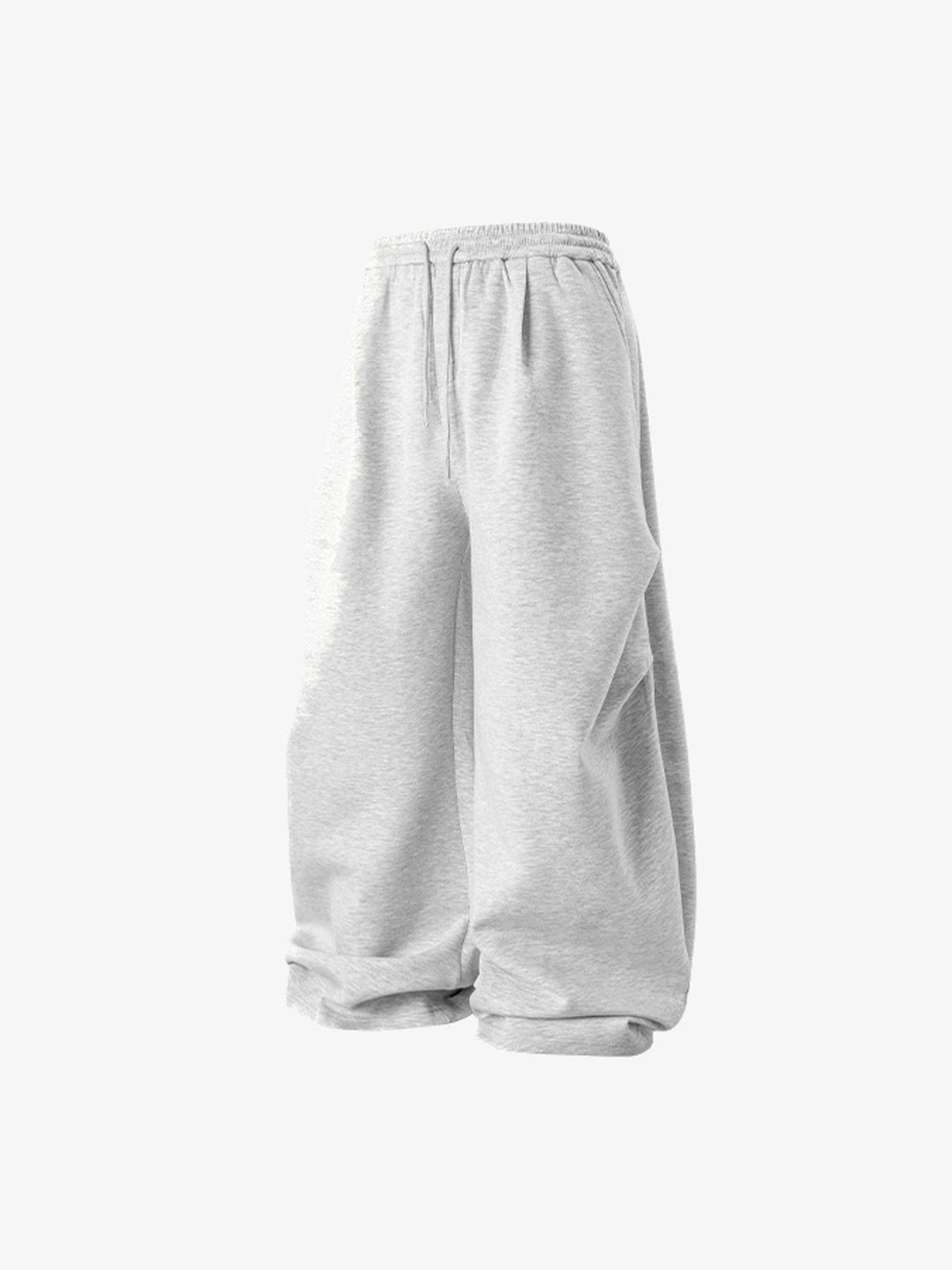 Melange Graue Stacked Jogginghose mit Falten – Vorderansicht flach, schräg | XoKool