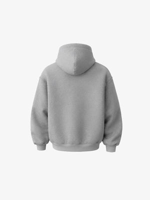 Zip Hoodie in Grau meliert mit Nieten – Grau meliert, Rückseite flach | XoKool