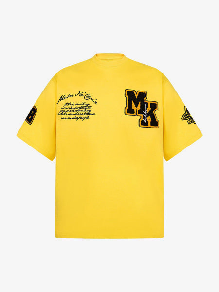 T-Shirt mit Varsity-Patch – Gelb, Vorderansicht | XoKool