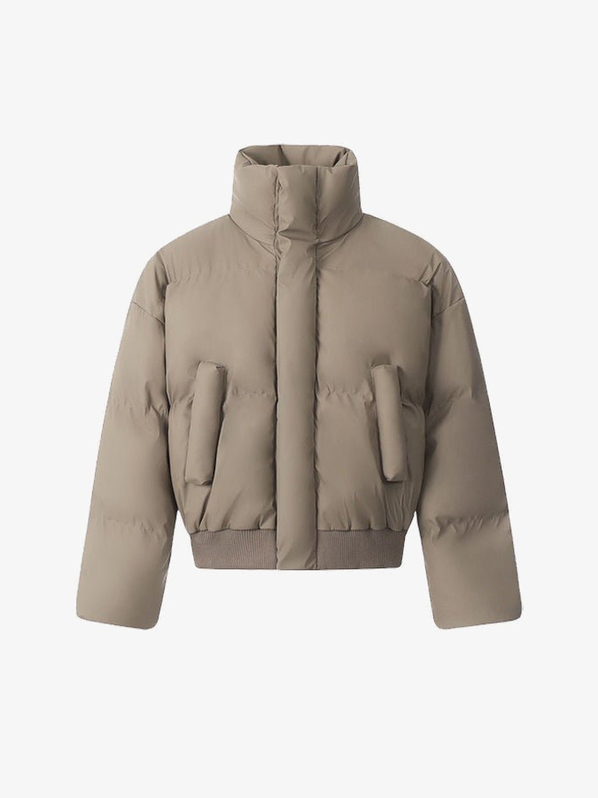 Short puffer jacket – Khaki, front view | XoKool