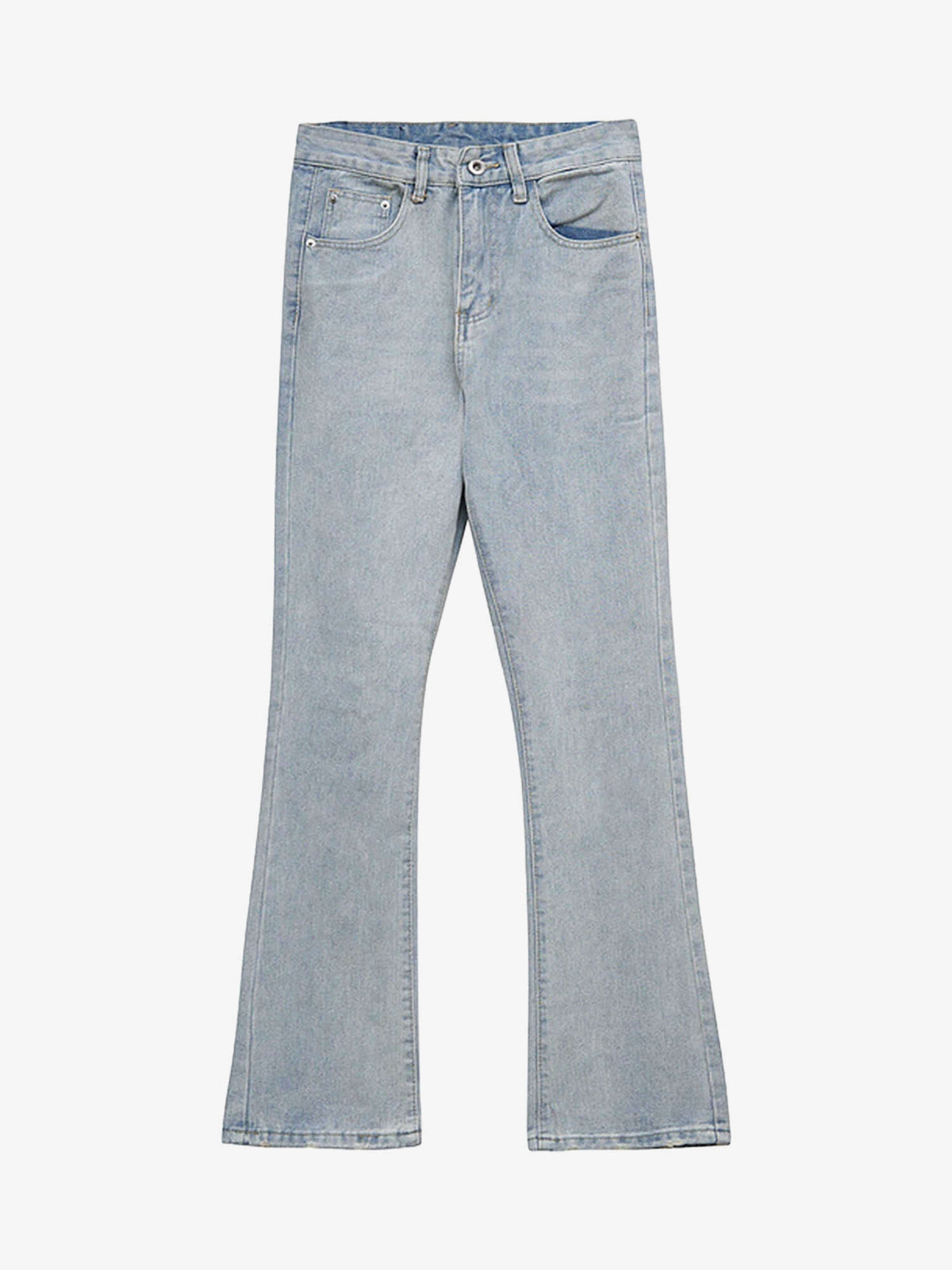 Flared Jeans mit Totenkopf – Hellblau, Vorderansicht | XoKool