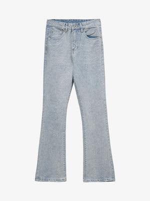Flared Jeans mit Totenkopf – Hellblau, Vorderansicht | XoKool