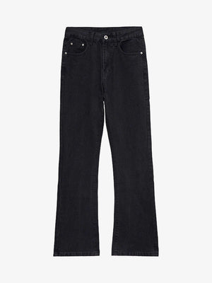 Flared Jeans mit Totenkopf – Schwarz, Vorderansicht | XoKool