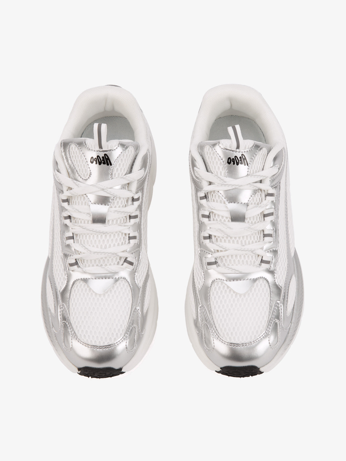 Dad sneakers chunky plateados metalizados – vista superior | XoKool