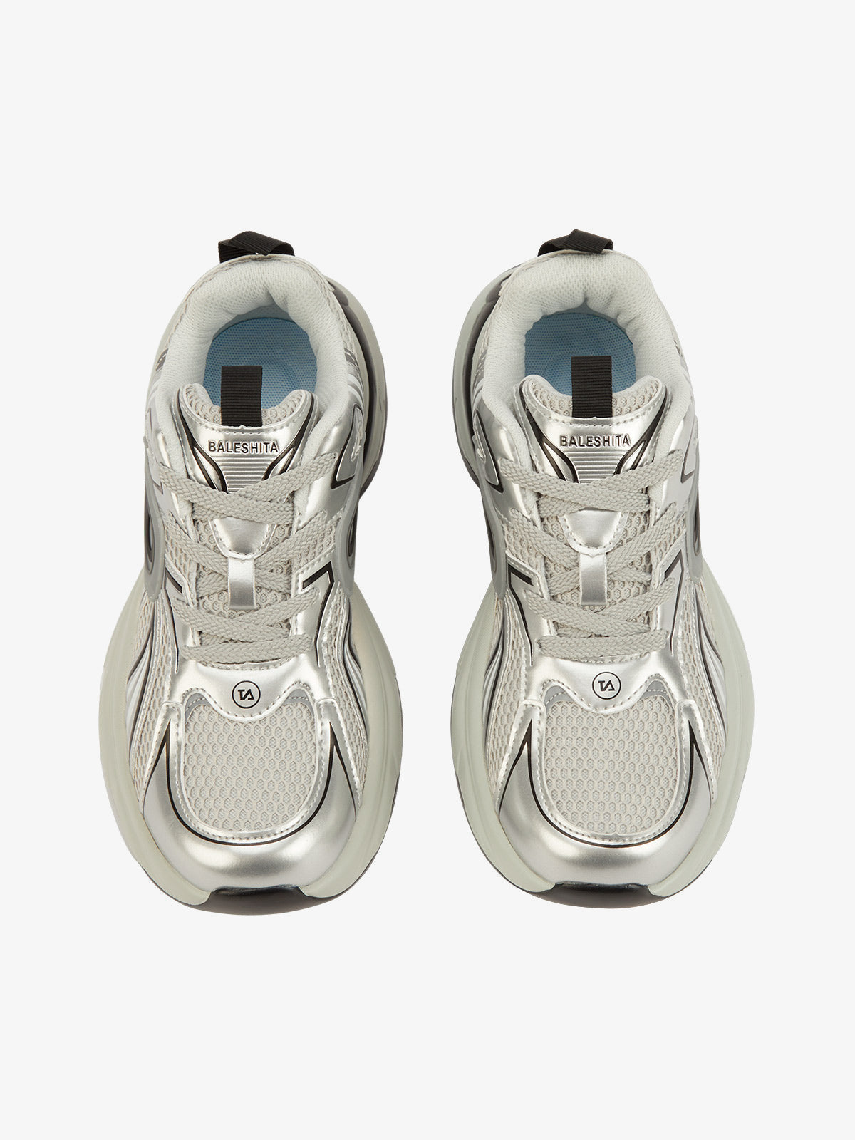 Metallic chunky sneakers – Silver, top view | XoKool