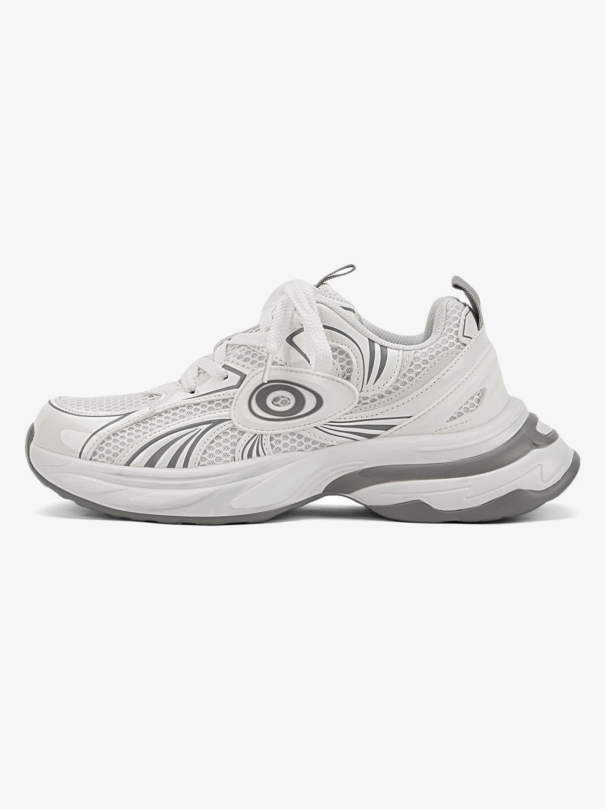 Metallic chunky sneakers – White, side view | XoKool