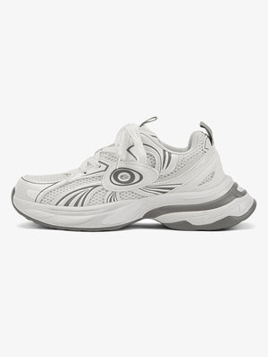 Metallic chunky sneakers – White, side view | XoKool