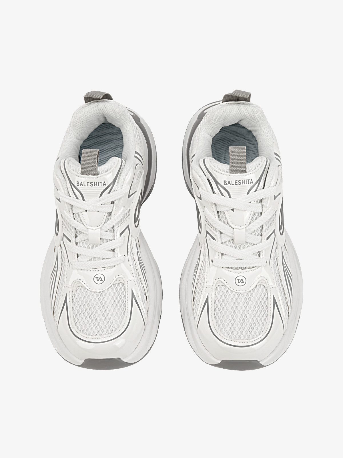 Metallic chunky sneakers – White, top view | XoKool