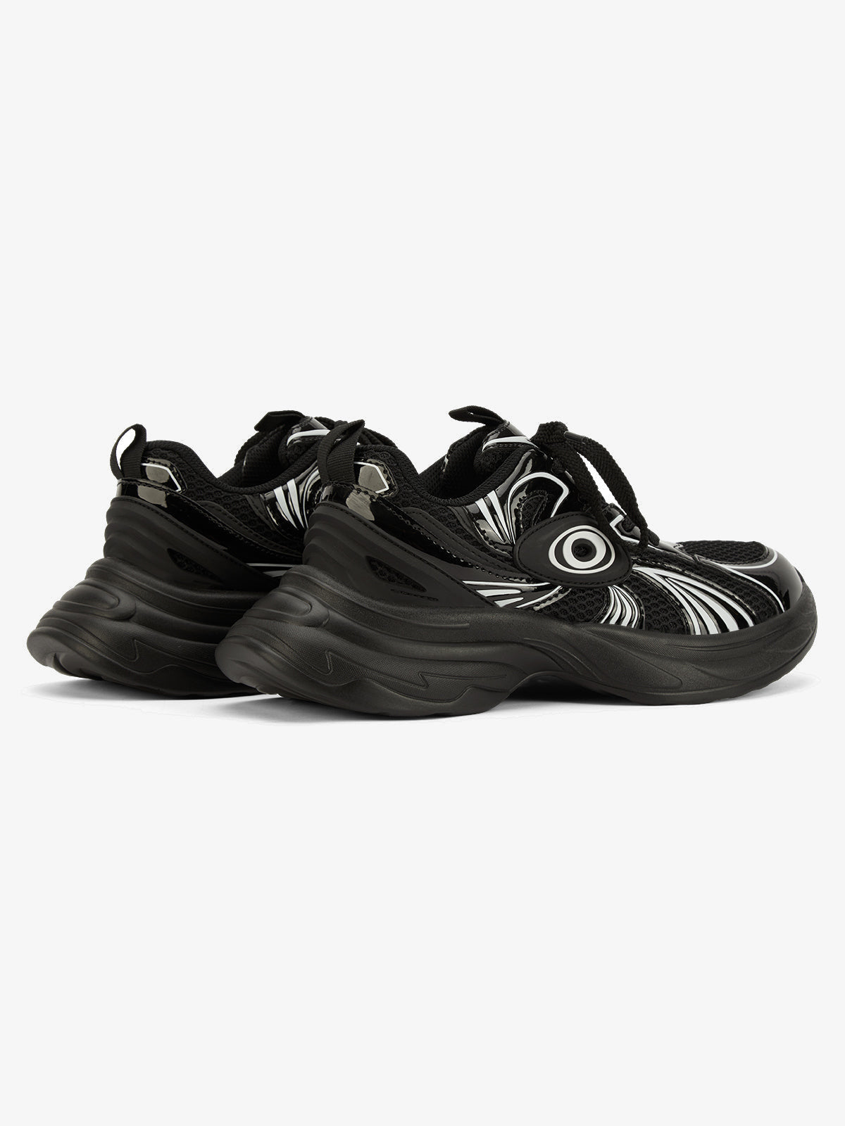 Metallic chunky sneakers – Black, pair back-side | XoKool