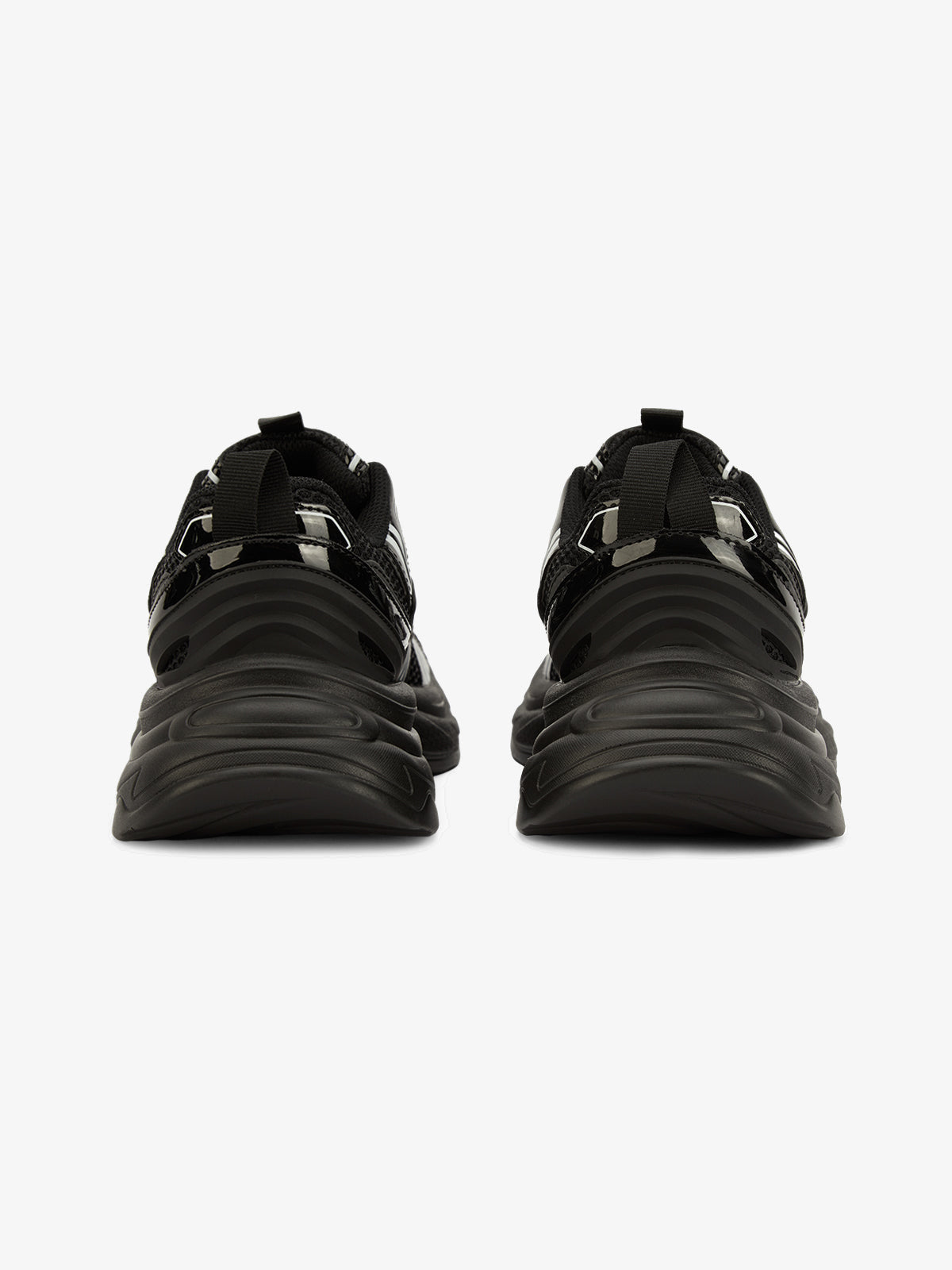 Metallic chunky sneakers – Black, heel view | XoKool