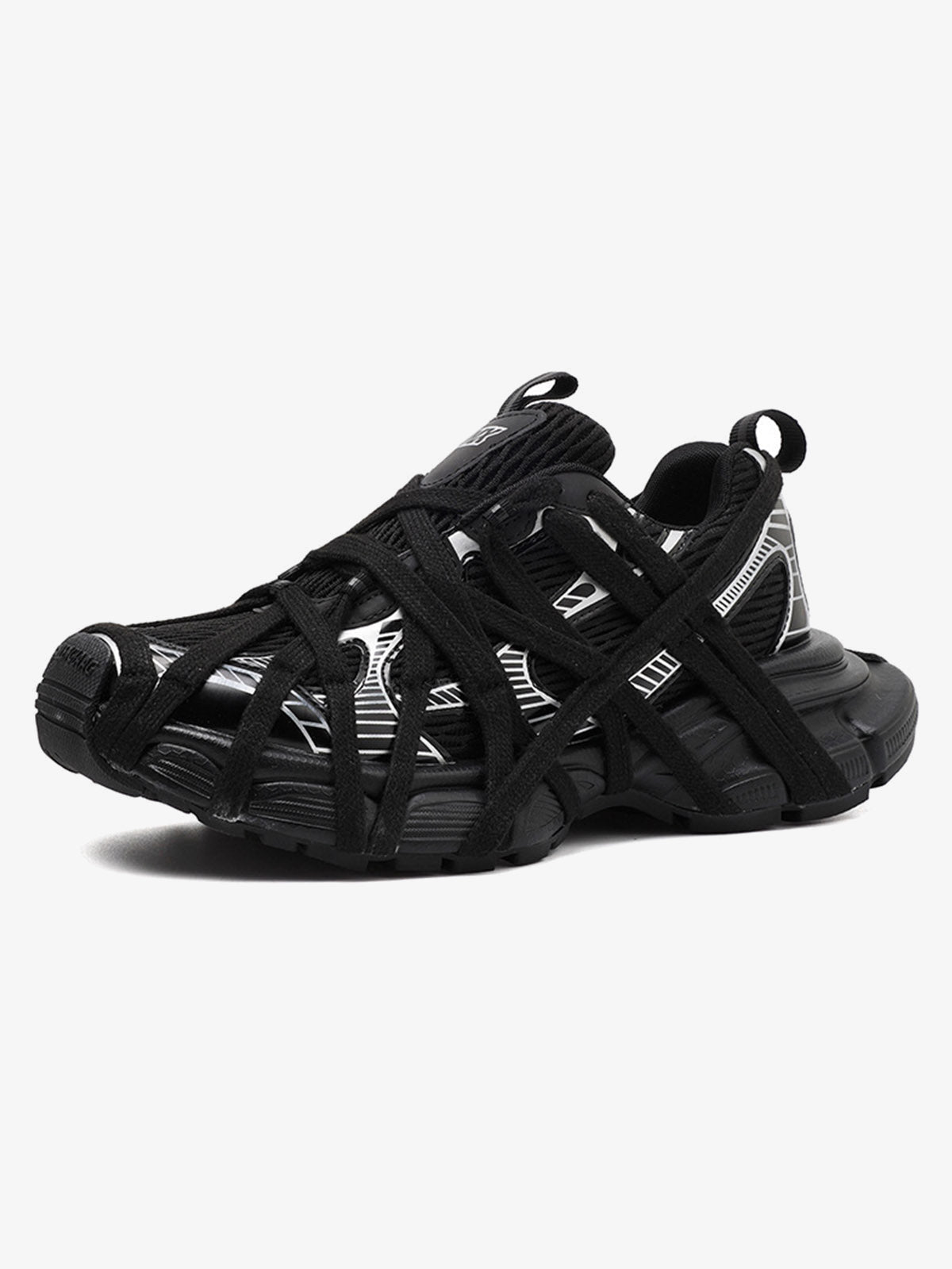 Chunky Dad Shoes with Wrap Straps – Black, side view | XoKool