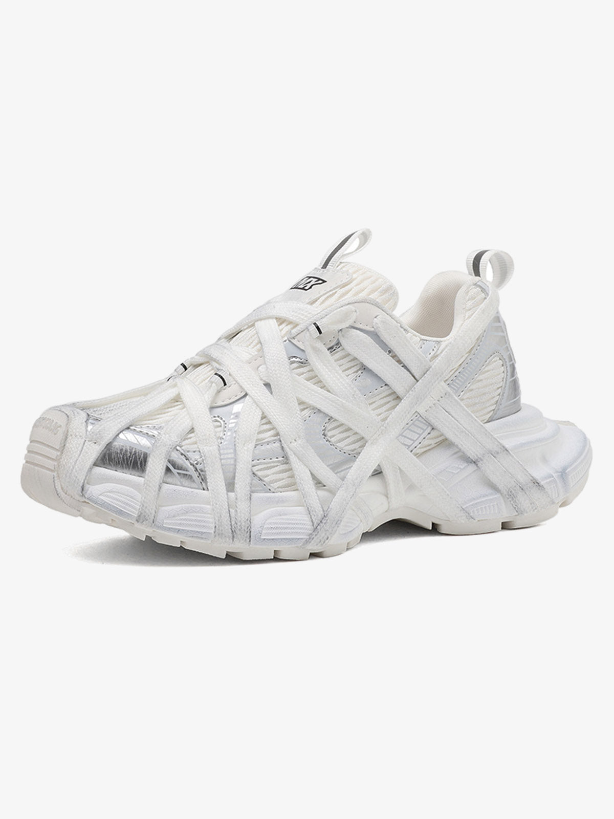 Dad shoes chunky con correas envolventes – blanco, vista lateral | XoKool