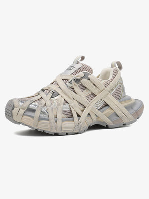 Dad shoes chunky con correas envolventes – beige, vista lateral | XoKool