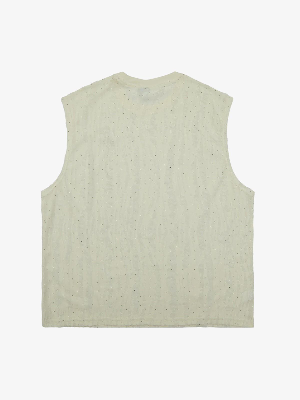 Cream Jacquard Tank Top with Rhinestones – back view flat | XoKool