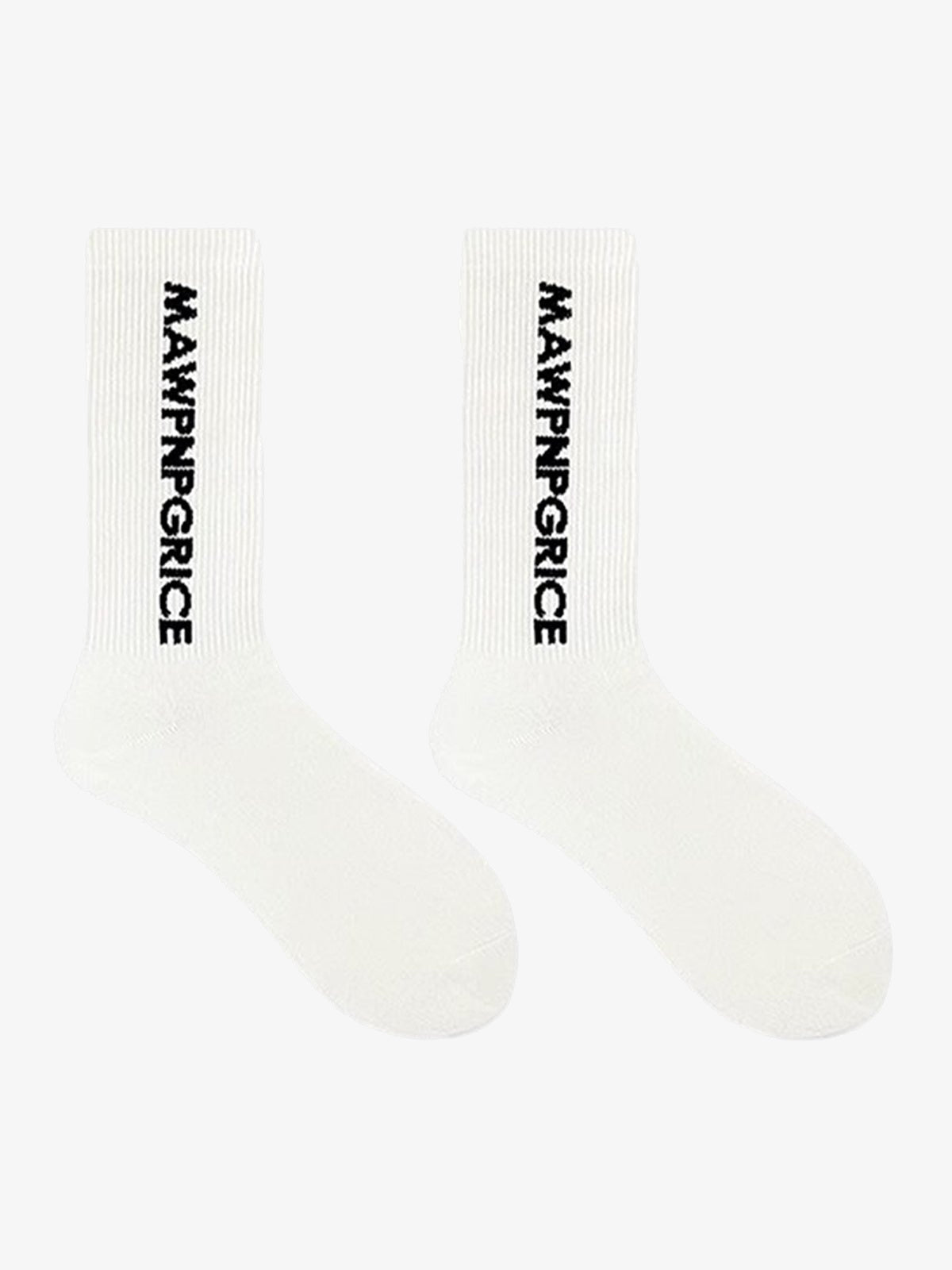 Crew Socken mit vertikalem Schriftzug – weißes Paar | XoKool