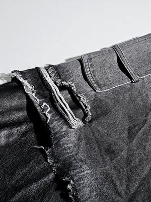 Kapuzenjacke aus Kunstleder – Nahaufnahme des Denim-Overlays | XoKool