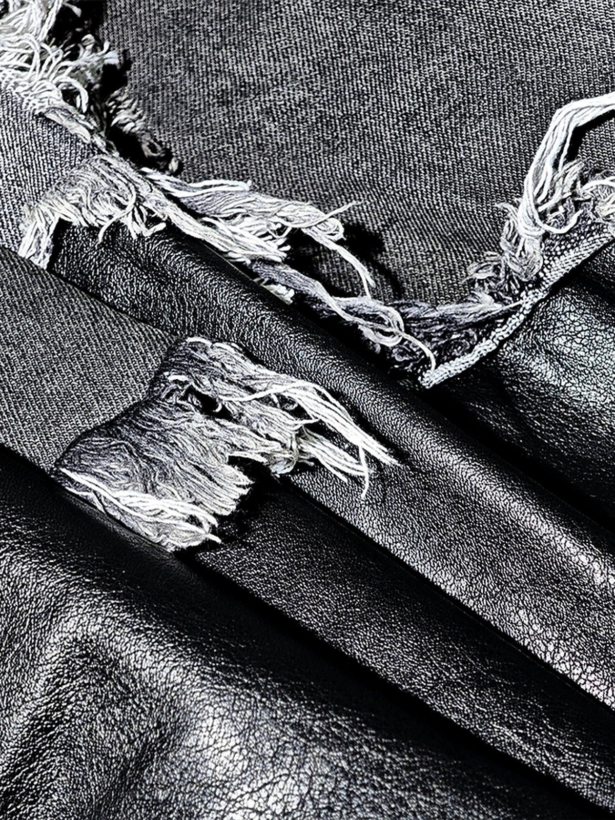 Kapuzenjacke aus Kunstleder – Nahaufnahme der ausgefransten Kanten | XoKool