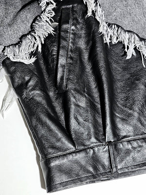 Kapuzenjacke aus Kunstleder – Nahaufnahme von Ärmel und Saum | XoKool