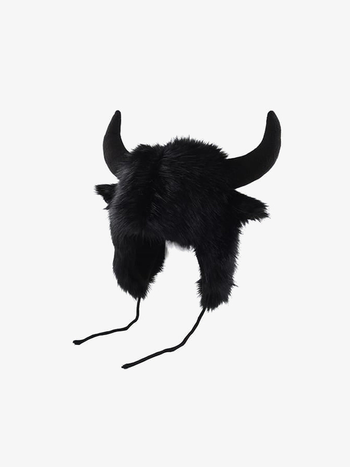 Gorro trapper de piel sintética con cuernos y orejeras – negro, vista frontal | XoKool