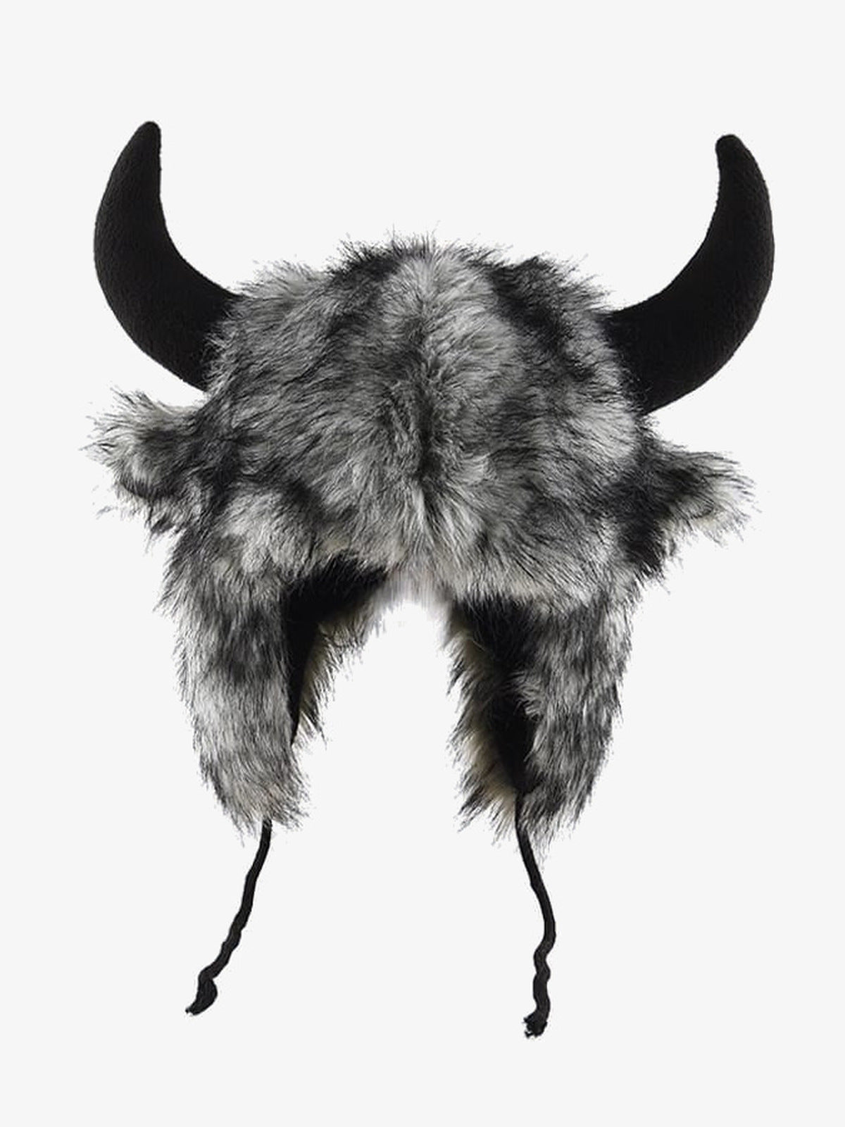 Gorro trapper de piel sintética con cuernos y orejeras – gris, vista frontal | XoKool