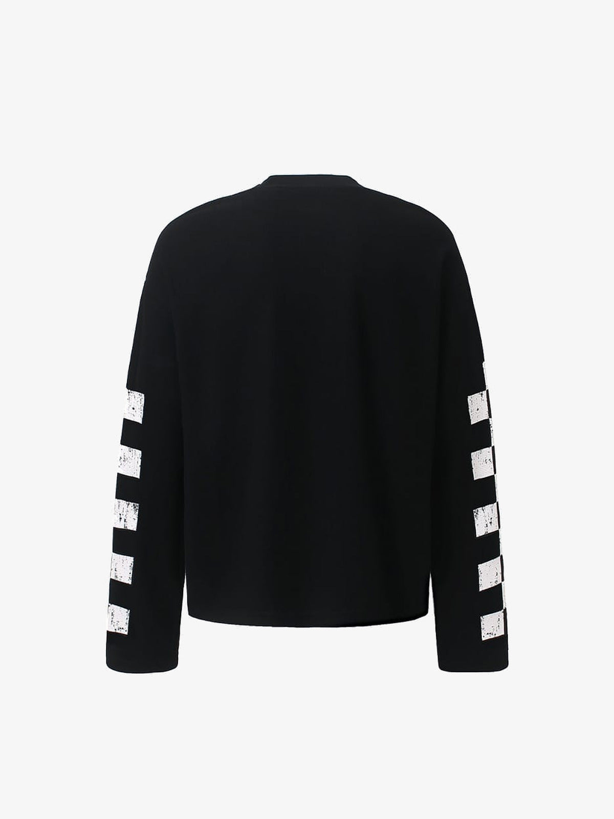 Horse Racing Long Sleeve Tee with Checkered Sleeves – back, flat | XoKool
