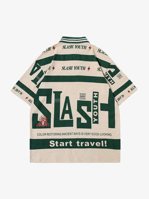Contrast Color Slash Polo Shirt - thumbnail 1