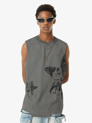 Vintage Necklace Star Print Hip-Hop Tank Top - thumbnail 6