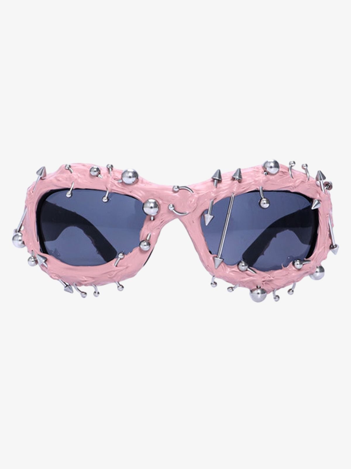 Rivet Punk Style Sunglasses - Pink/Blue