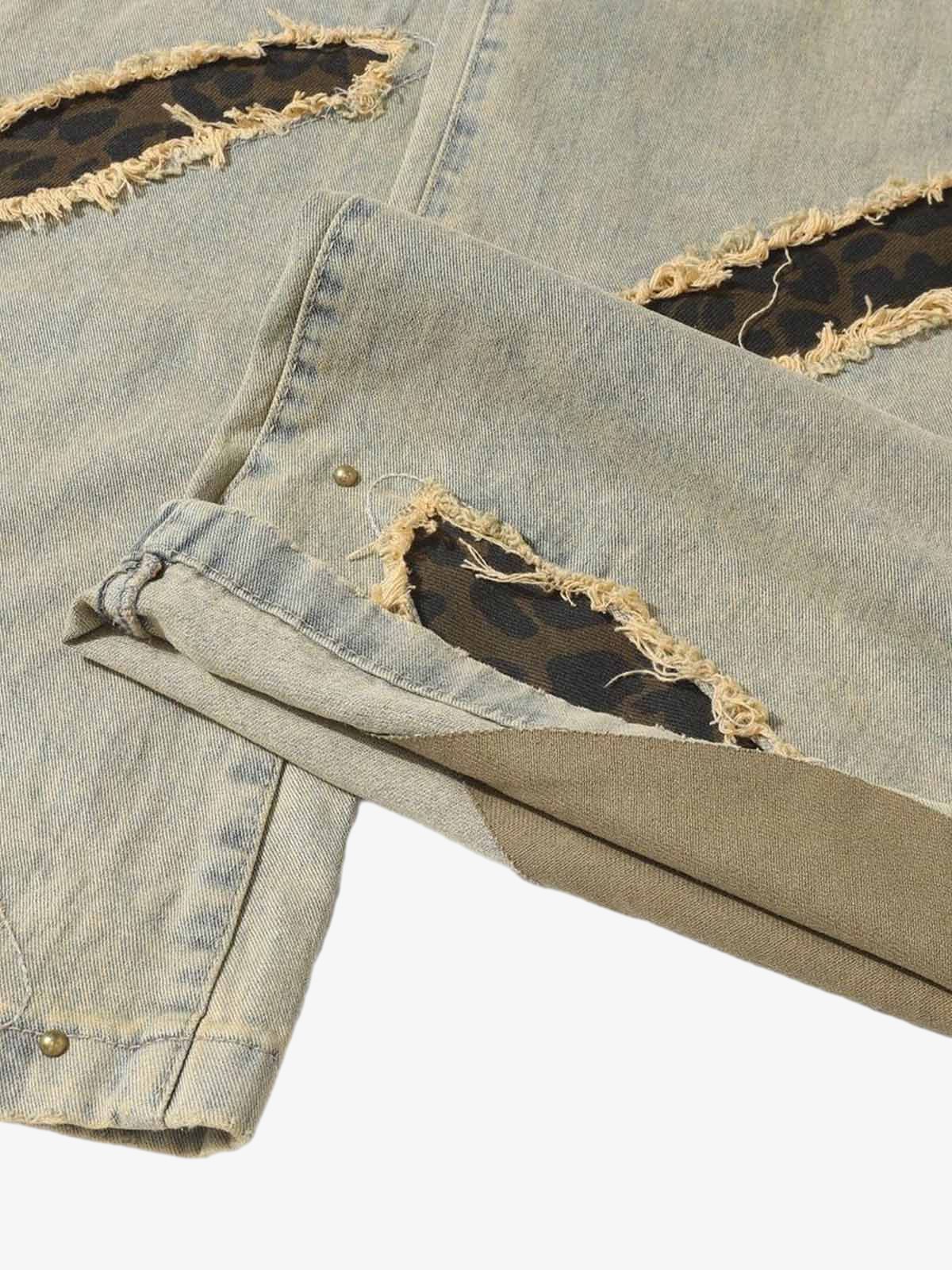Leopard patch jeans – hem detail | XoKool