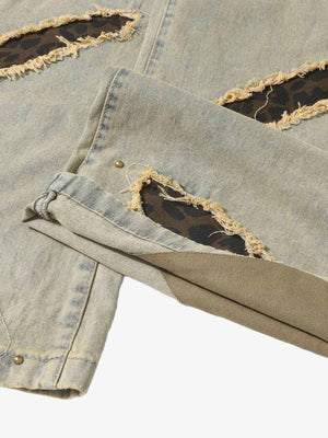 Leopard patch jeans – hem detail | XoKool
