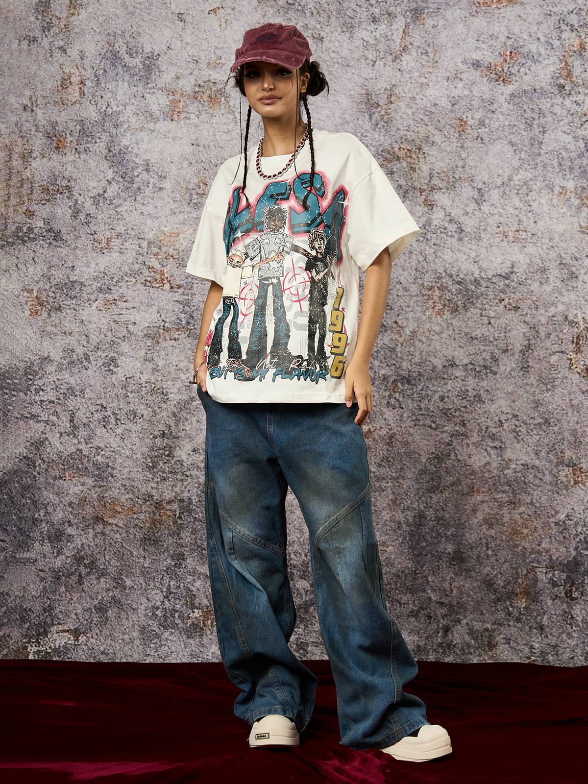 Barrel jeans – on model, full look | XoKool