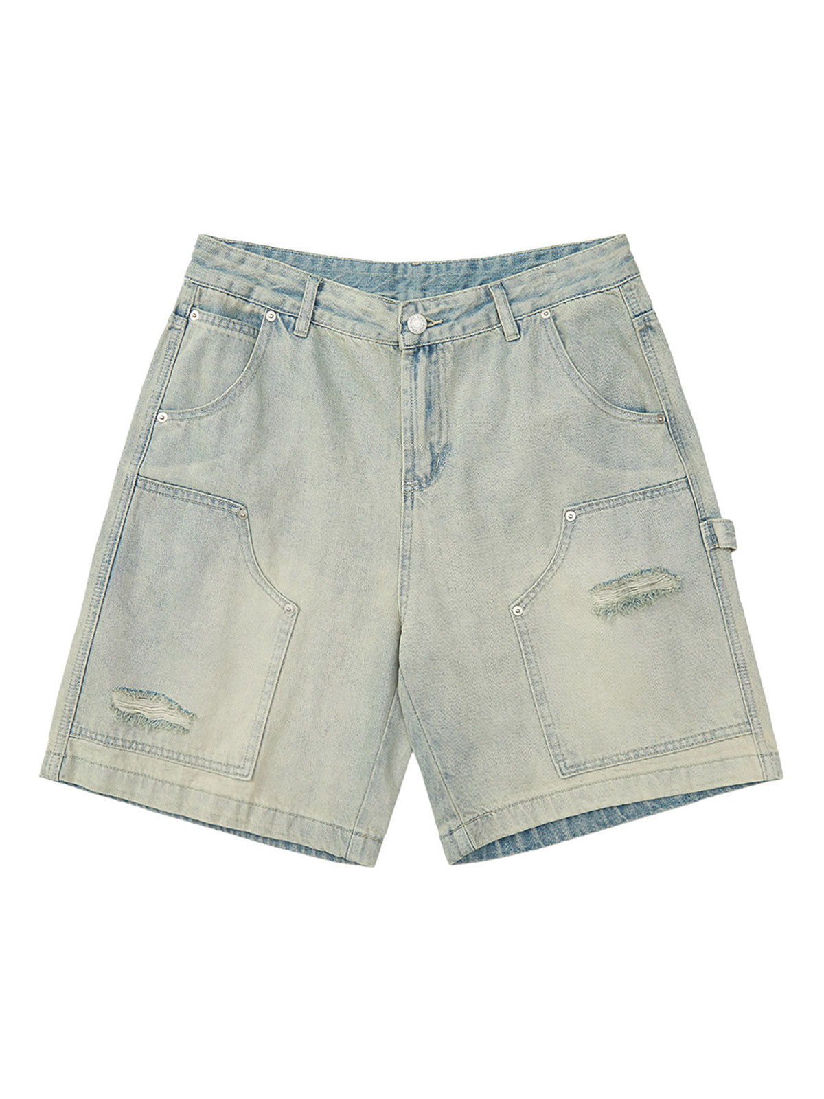 Retro Washed Hip Hop Shorts Distressed Denim Style - 10805