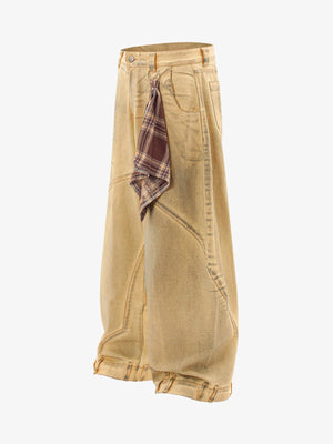 Yellow barrel jeans – side view with scarf | XoKool