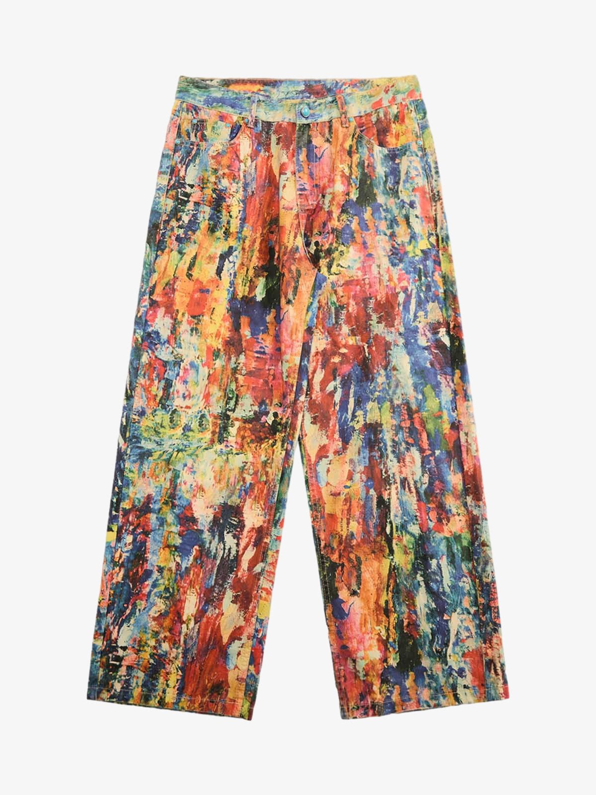 Street Oil Painting Color Straight Jeans
