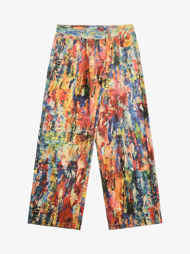 Colorful Paint Print Baggy Jeans