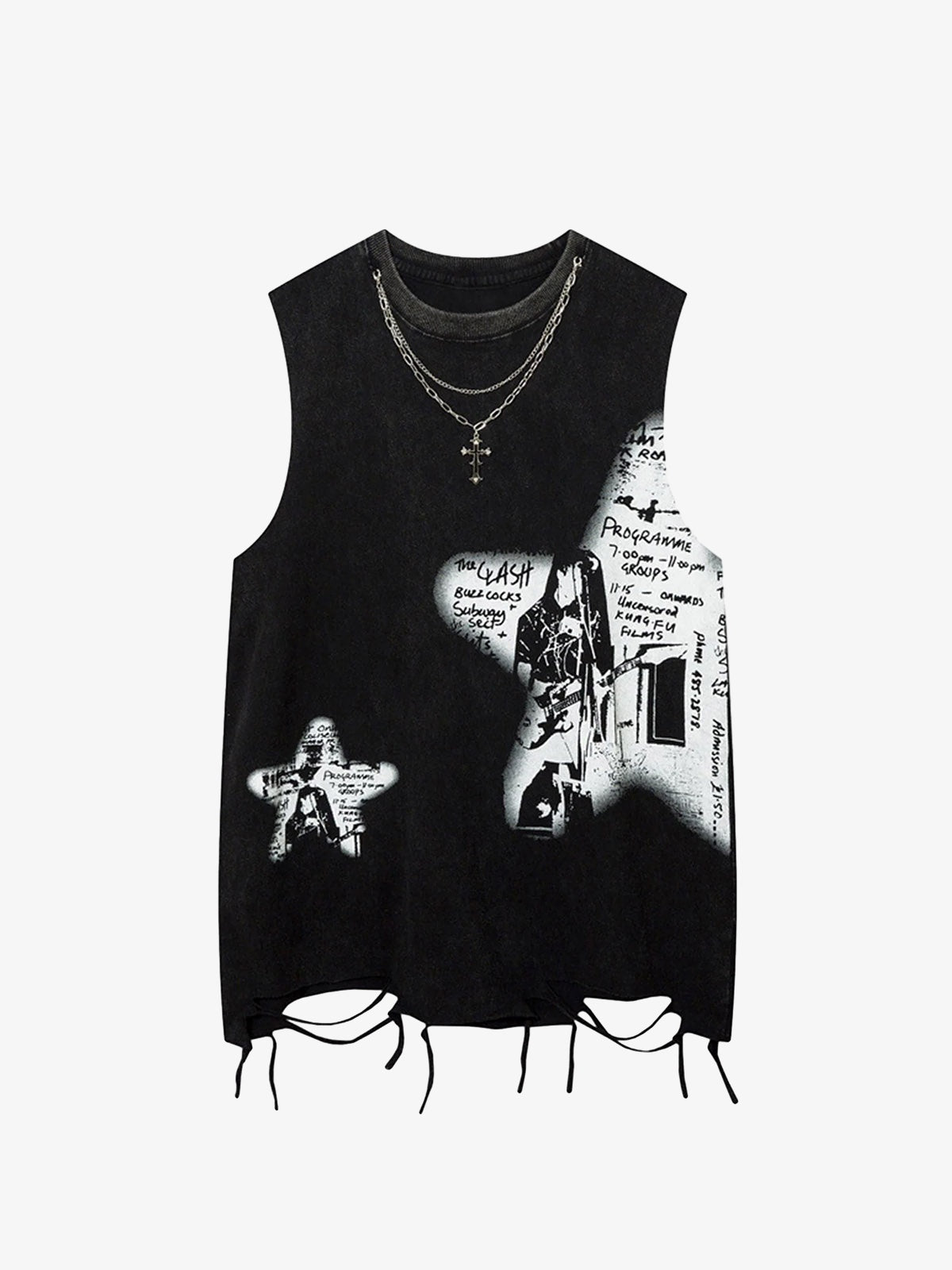 Vintage Necklace Star Print Hip-Hop Tank Top