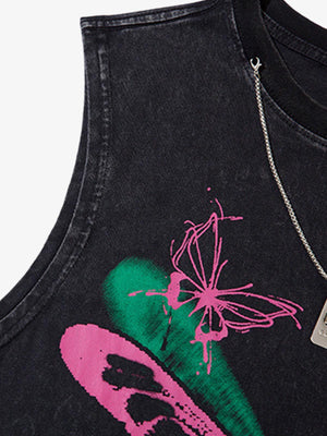 Raw Edge Butterfly Print Vest - thumbnail 6