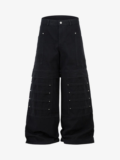 Deconstructed Split Rivet Cargo Jeans