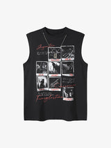 Graphic Rock Singer Print Metal Tag Vest