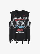 Retro Tattered Print Vest